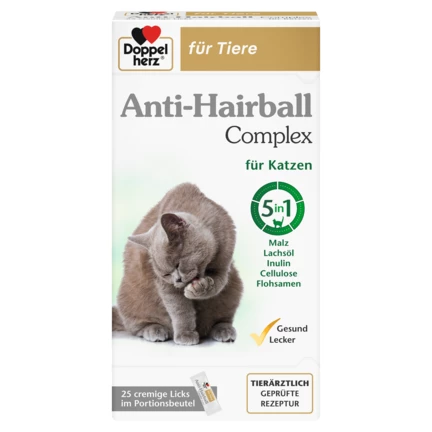 Abbildung der Produktverpackung Doppelherz für Tiere Anti-Hairball Complex für Katzen Frontansicht